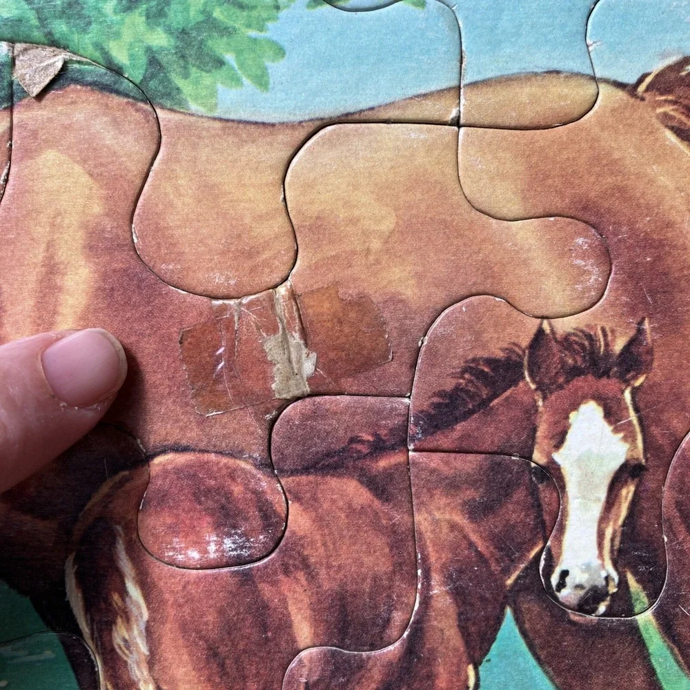 Horse & Colt Golden Frame Tray‎ Puzzle 12Pc Western Publishing Vintage Toys 1983